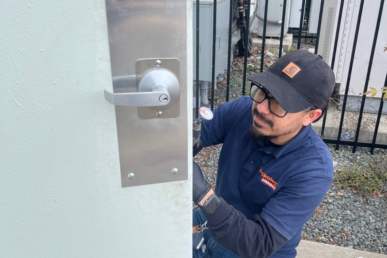 Edgar with Lockology Locksmith install a new push bar in Oakland